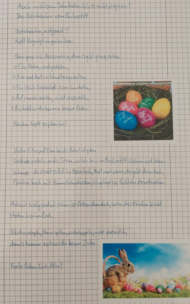 Ostergedicht handgeschrieben